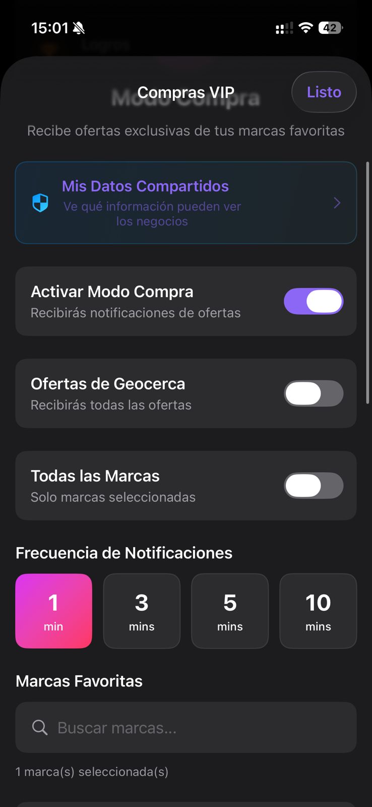 Configuración Modo Compra